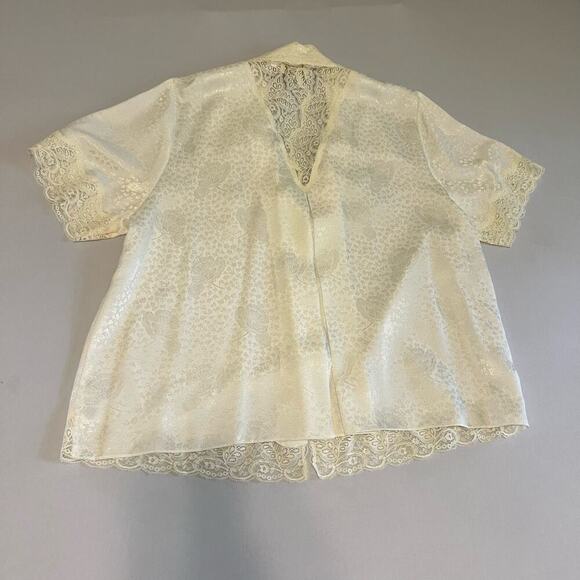 Vintage gold label Victoria's Secret 3 piece ivory pajama set with robe L - Picture 14 of 16